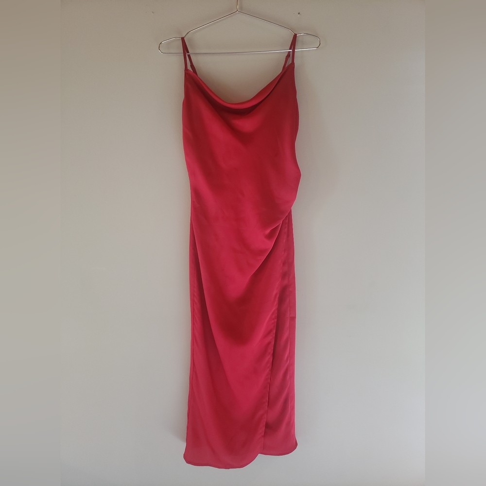 Re:named red silk cowl neck dress size small